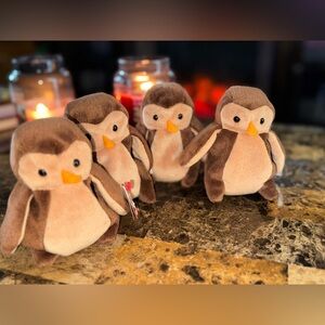 🦉 TY Beanie Babies Hoot Owl Lot of 4 Vintage 1995 Plush